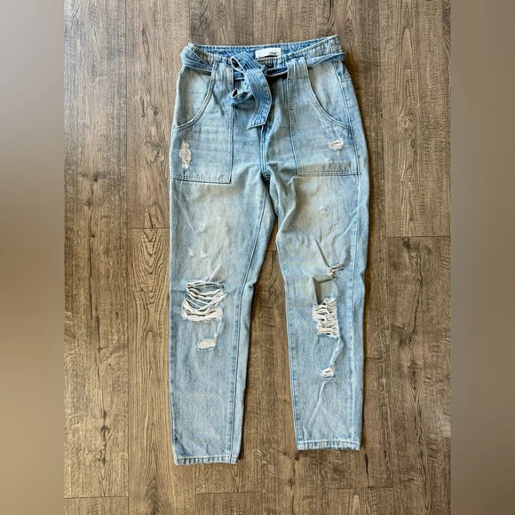 Vici Dolls Vervet Hi Rise Paper Bag Distressed Jeans - Picture 1 of 5